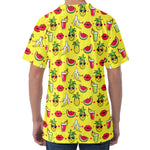Cartoon Tropical Pattern Print Men's Velvet T-Shirt