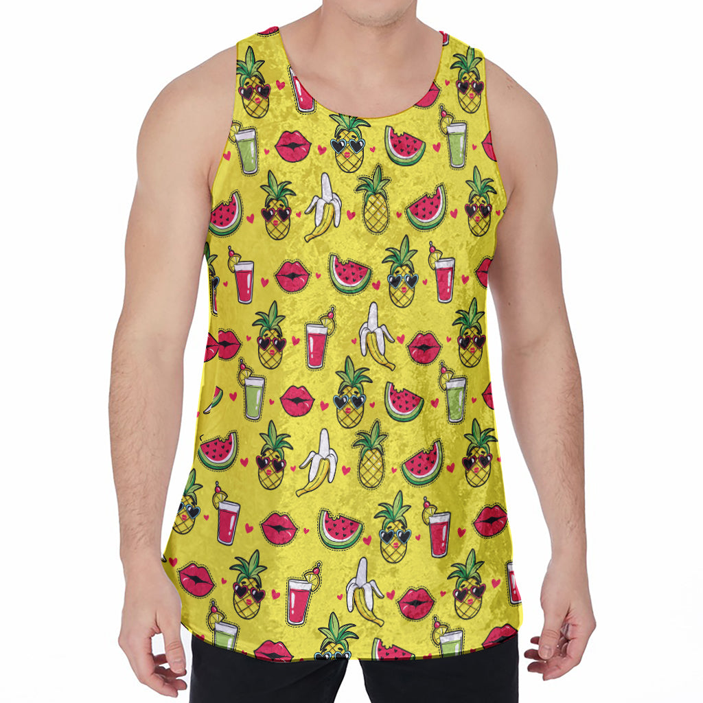 Cartoon Tropical Pattern Print Men's Velvet Tank Top