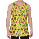 Cartoon Tropical Pattern Print Men's Velvet Tank Top