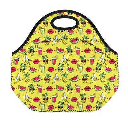 Cartoon Tropical Pattern Print Neoprene Lunch Bag
