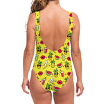 Cartoon Tropical Pattern Print One Piece Swimsuit