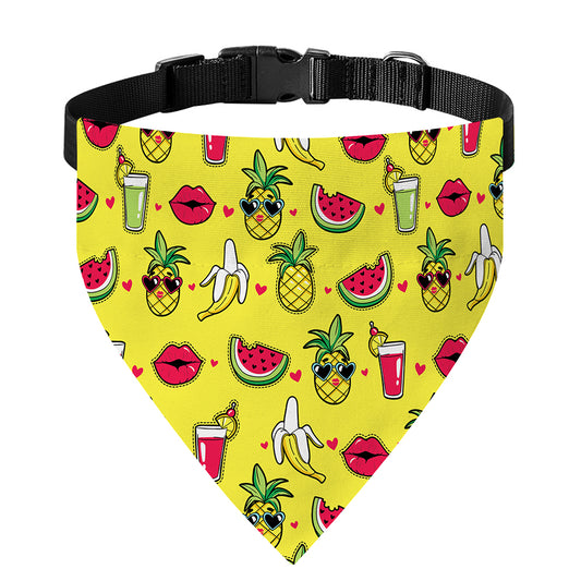 Cartoon Tropical Pattern Print Over The Collar Dog Bandana