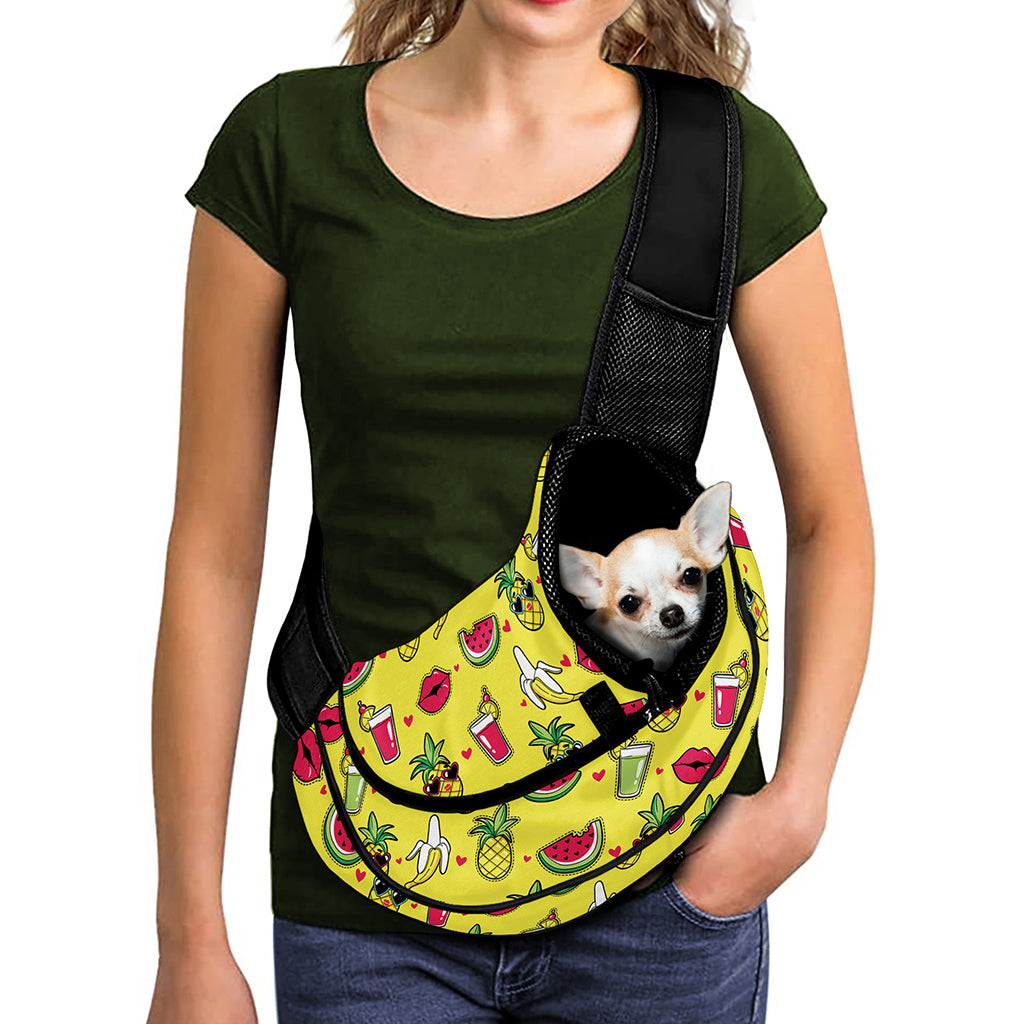Cartoon Tropical Pattern Print Pet Sling Carrier