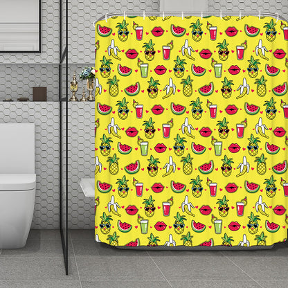 Cartoon Tropical Pattern Print Polyester Shower Curtain