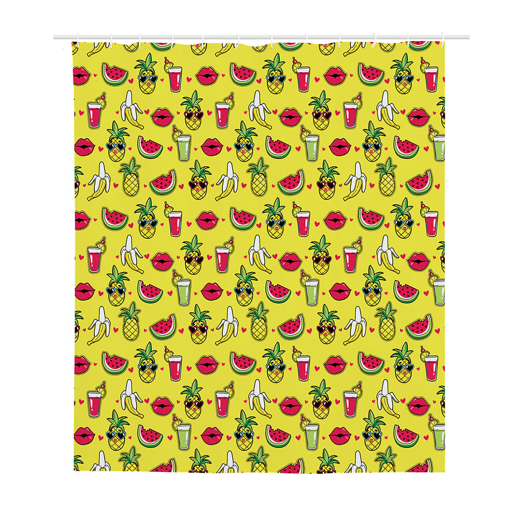 Cartoon Tropical Pattern Print Polyester Shower Curtain