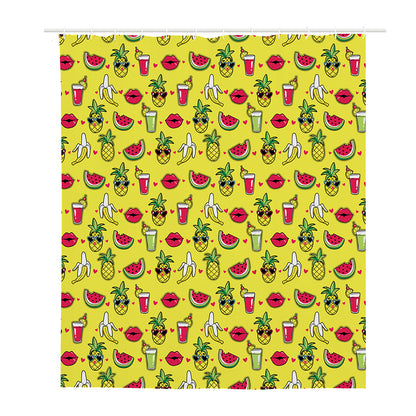 Cartoon Tropical Pattern Print Polyester Shower Curtain