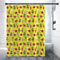 Cartoon Tropical Pattern Print Premium Shower Curtain