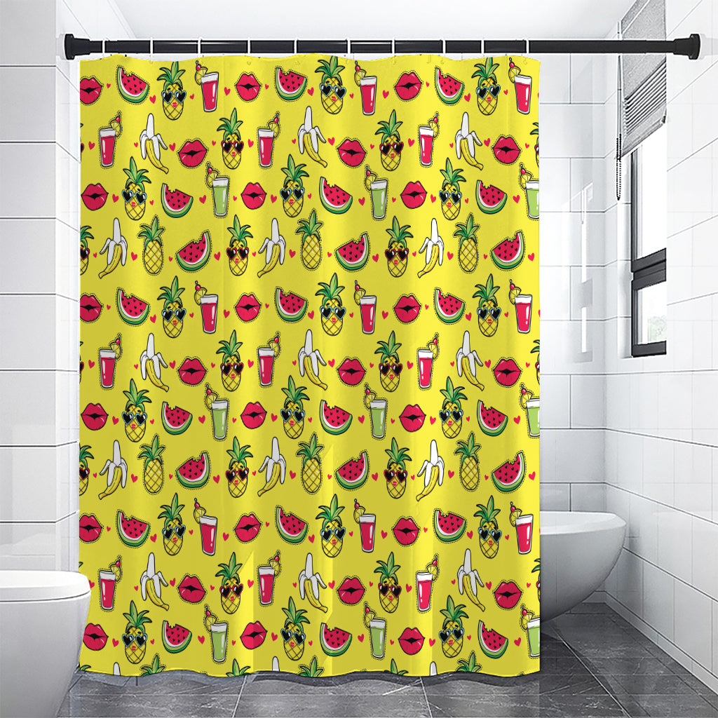 Cartoon Tropical Pattern Print Premium Shower Curtain