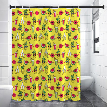Cartoon Tropical Pattern Print Premium Shower Curtain