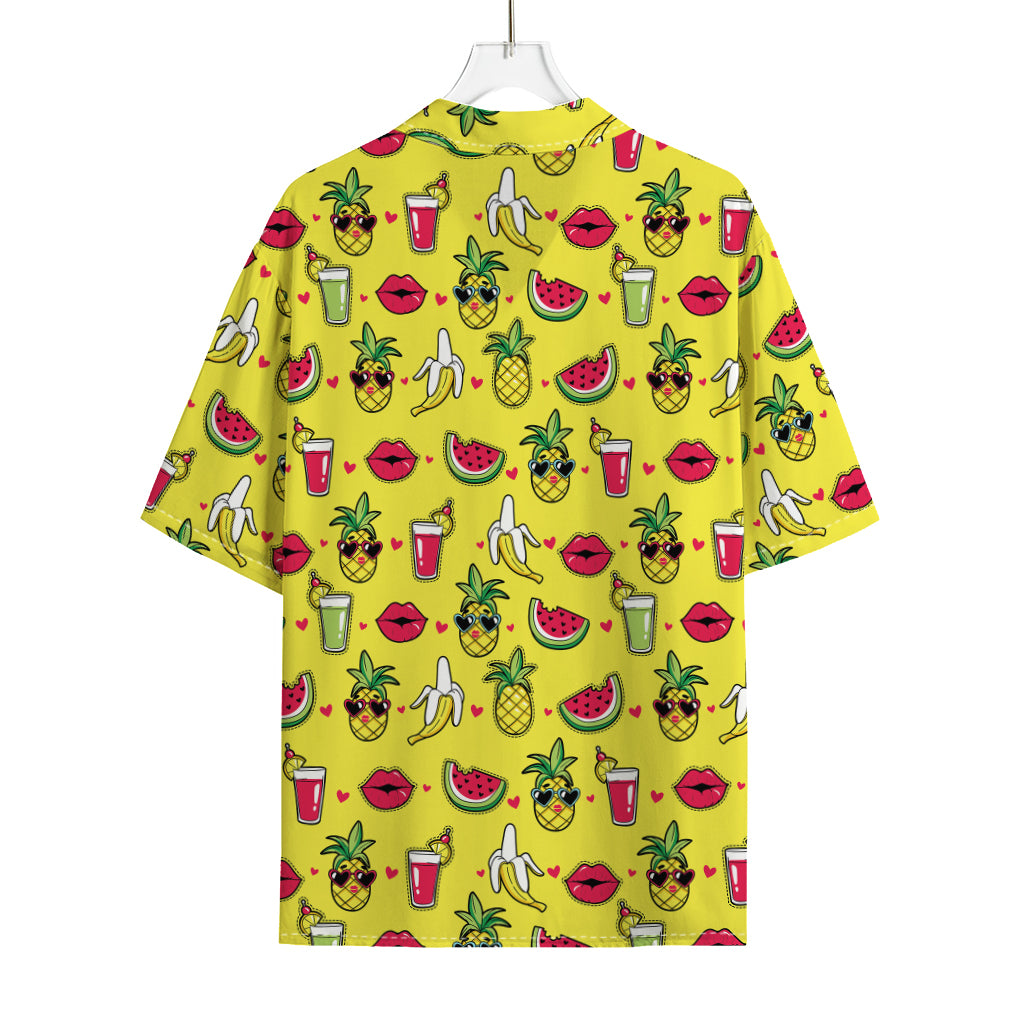 Cartoon Tropical Pattern Print Rayon Hawaiian Shirt