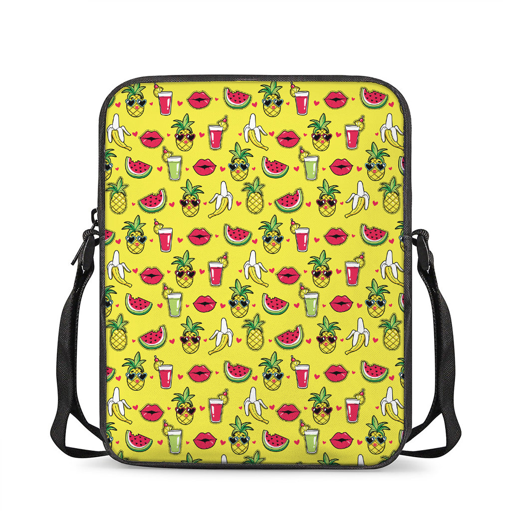 Cartoon Tropical Pattern Print Rectangular Crossbody Bag
