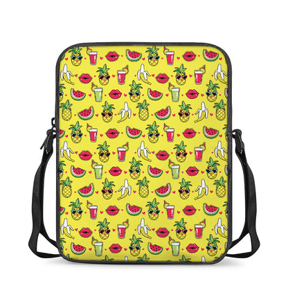 Cartoon Tropical Pattern Print Rectangular Crossbody Bag