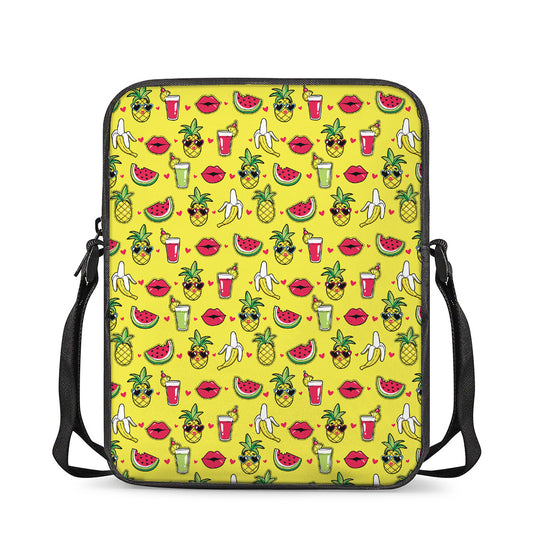Cartoon Tropical Pattern Print Rectangular Crossbody Bag