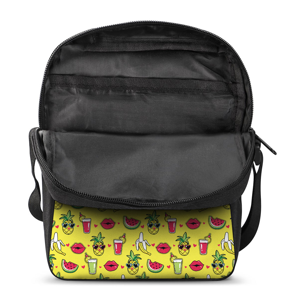 Cartoon Tropical Pattern Print Rectangular Crossbody Bag