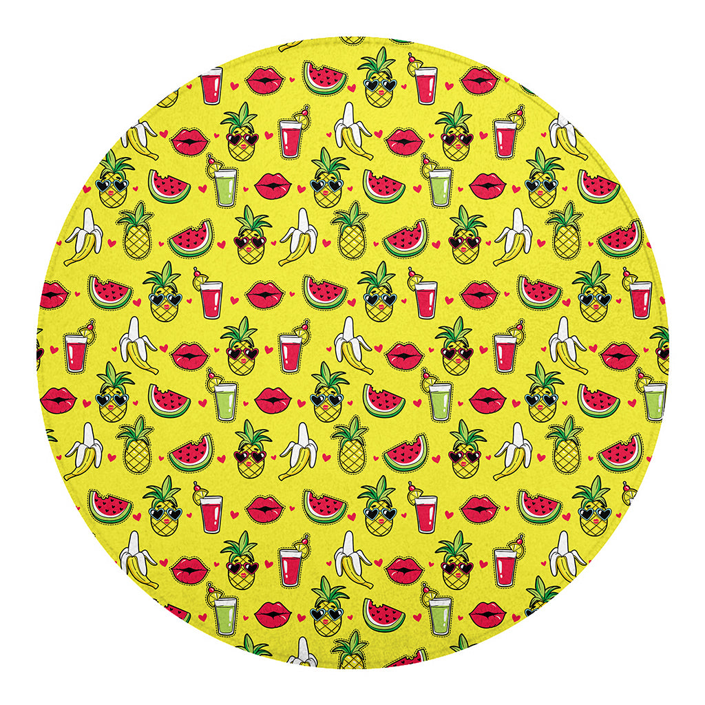 Cartoon Tropical Pattern Print Round Blanket