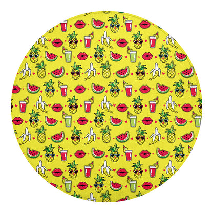 Cartoon Tropical Pattern Print Round Blanket