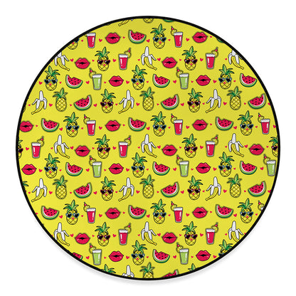 Cartoon Tropical Pattern Print Round Floor Mat