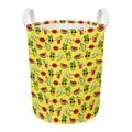Cartoon Tropical Pattern Print Round Laundry Basket