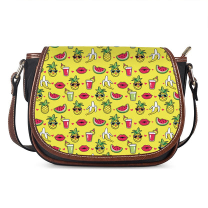 Cartoon Tropical Pattern Print Saddle Bag