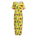 Cartoon Tropical Pattern Print Short Sleeve Long Nightdress