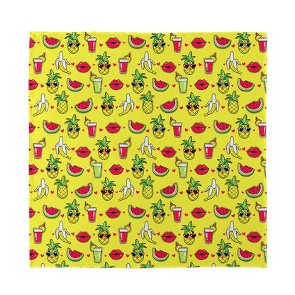 Cartoon Tropical Pattern Print Silk Bandana