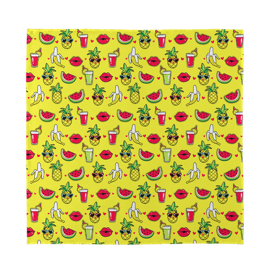 Cartoon Tropical Pattern Print Silk Bandana