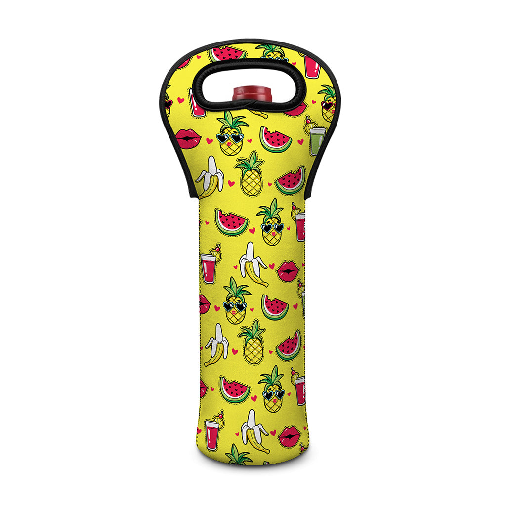 Cartoon Tropical Pattern Print Single Neoprene Wine Tote