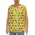 Cartoon Tropical Pattern Print Sleeveless Baseball Jersey