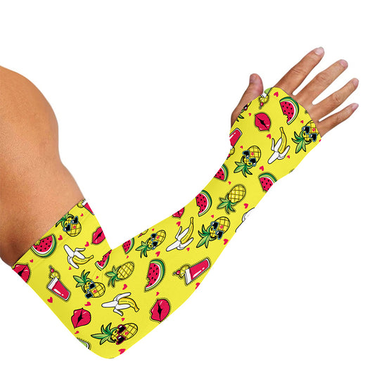 Cartoon Tropical Pattern Print Sun Protection Arm Sleeves