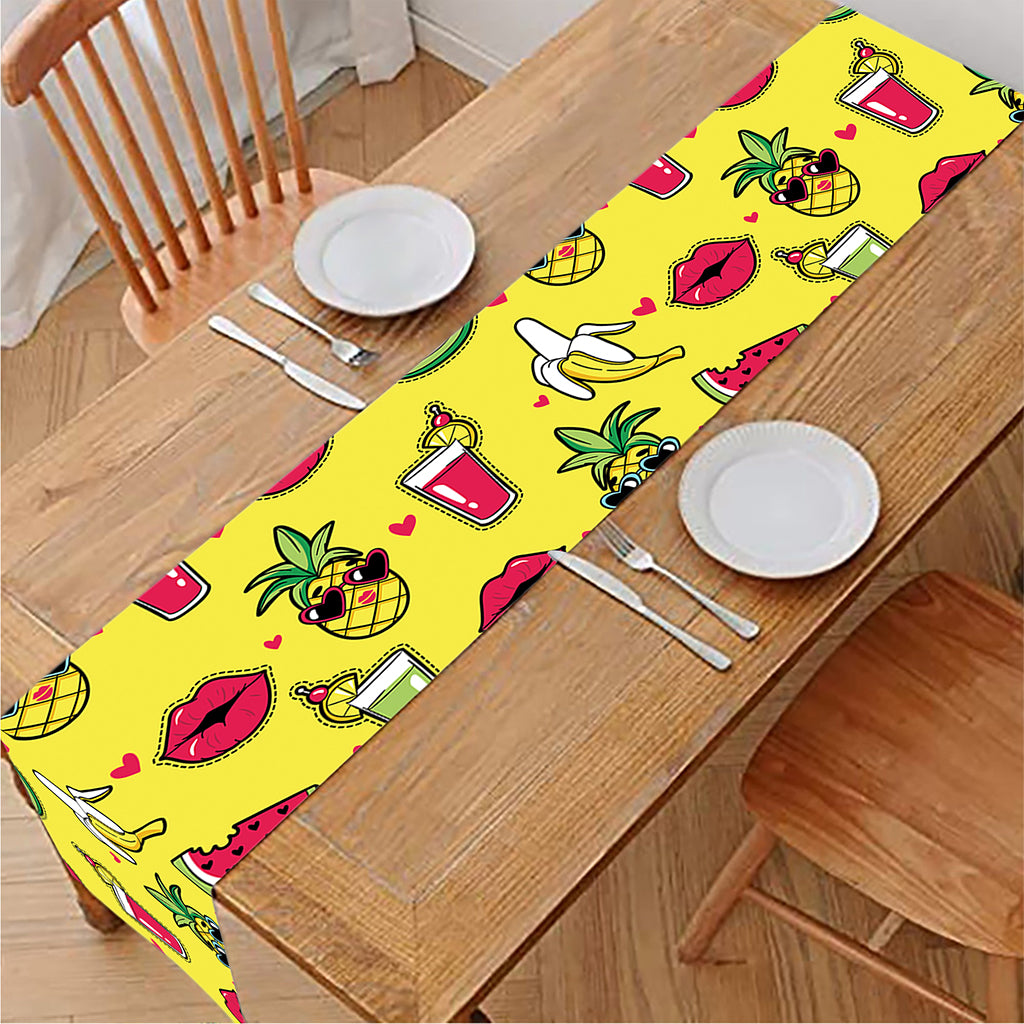 Cartoon Tropical Pattern Print Table Runner