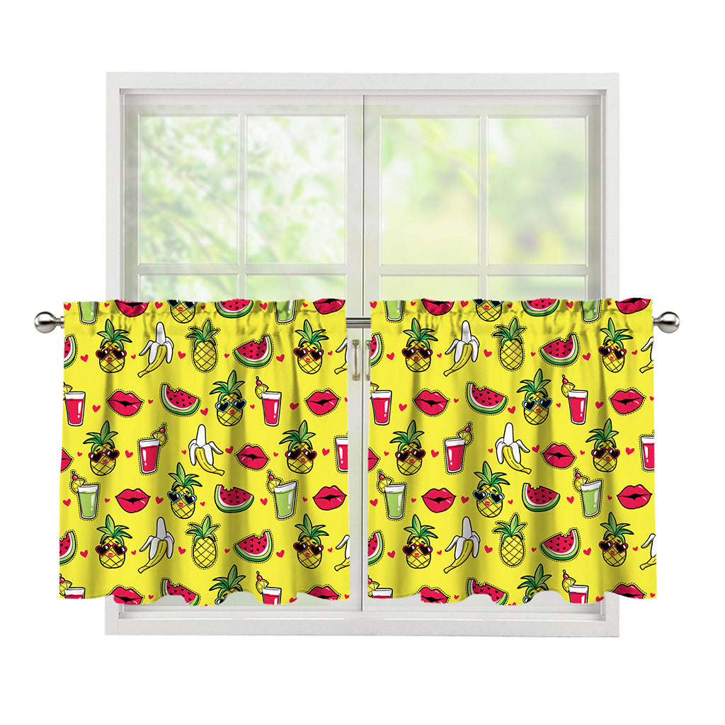 Cartoon Tropical Pattern Print Tier Curtains