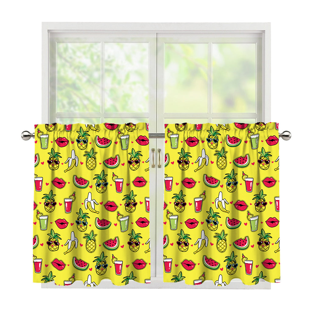 Cartoon Tropical Pattern Print Tier Curtains