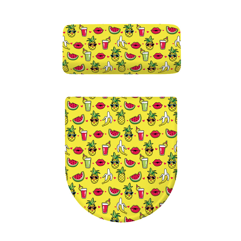 Cartoon Tropical Pattern Print Toilet Lid And Tank Cover Set
