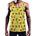 Cartoon Tropical Pattern Print Men's Workout Tank Top