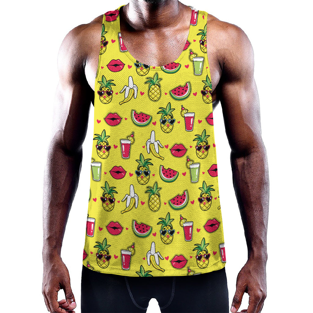 Cartoon Tropical Pattern Print Training Tank Top