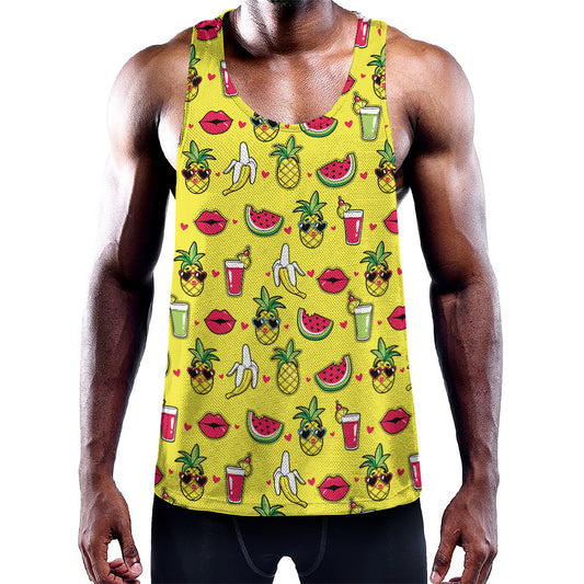 Cartoon Tropical Pattern Print Training Tank Top