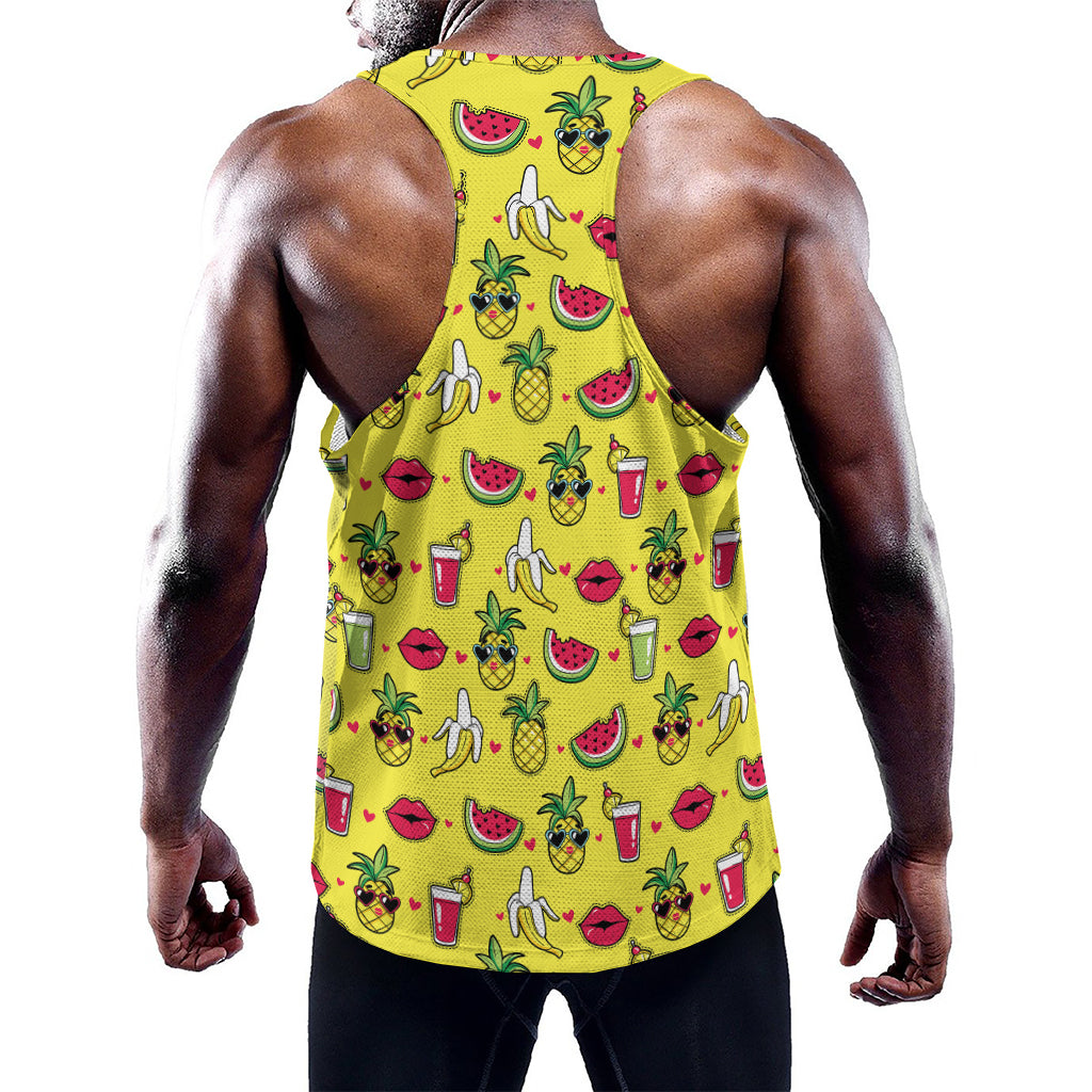 Cartoon Tropical Pattern Print Training Tank Top