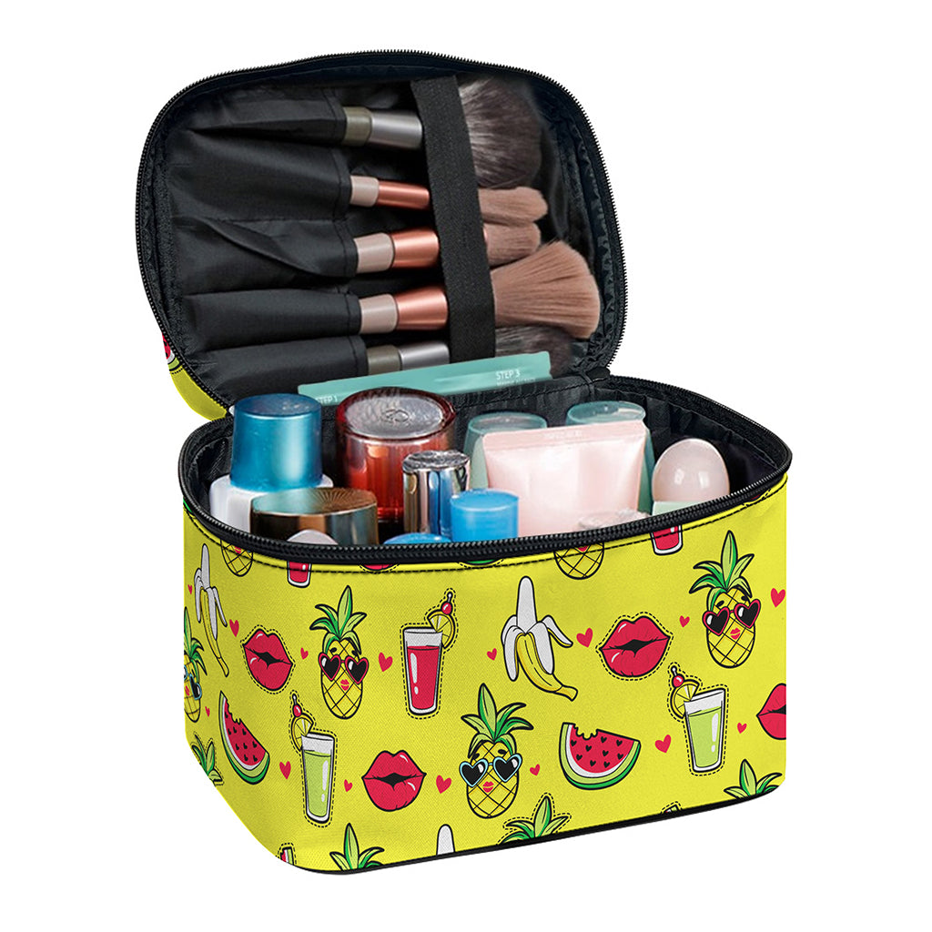 Cartoon Tropical Pattern Print Travel Makeup Bag