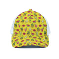 Cartoon Tropical Pattern Print White Mesh Trucker Hat