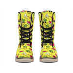 Cartoon Tropical Pattern Print Winter Boots