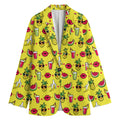 Cartoon Tropical Pattern Print Women's Cotton Blazer