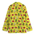 Cartoon Tropical Pattern Print Women's Cotton Blazer