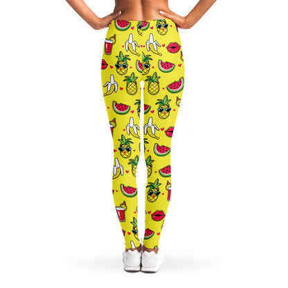 Cartoon Tropical Pattern Print Women's Leggings