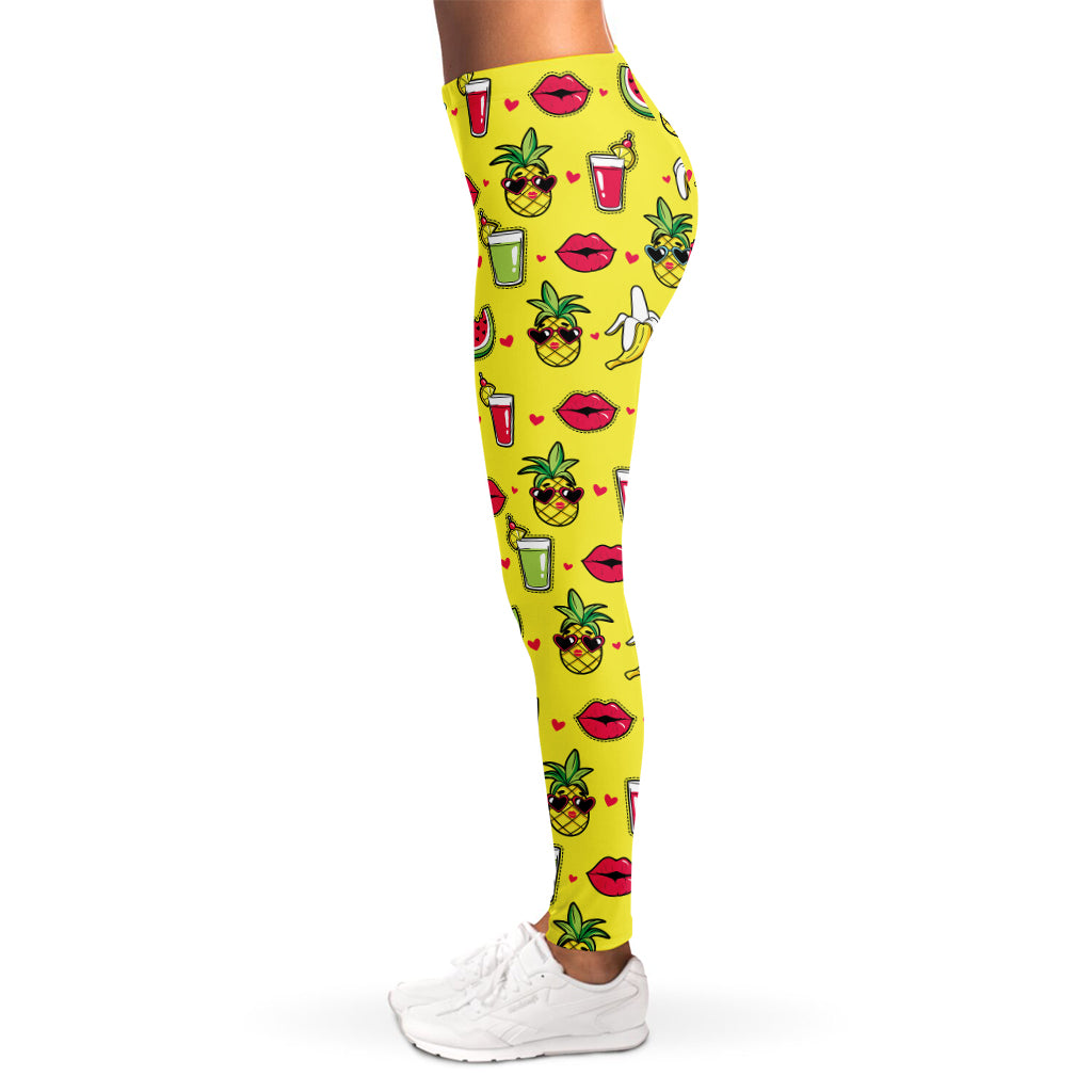 Cartoon Tropical Pattern Print Women's Leggings