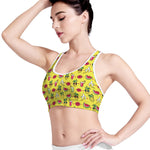 Cartoon Tropical Pattern Print Women's Sports Bra