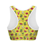 Cartoon Tropical Pattern Print Women's Sports Bra