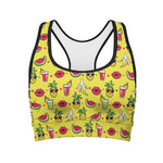 Cartoon Tropical Pattern Print Women's Sports Bra
