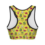 Cartoon Tropical Pattern Print Women's Sports Bra