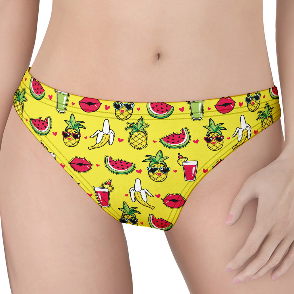 Cartoon Tropical Pattern Print Women's Thong