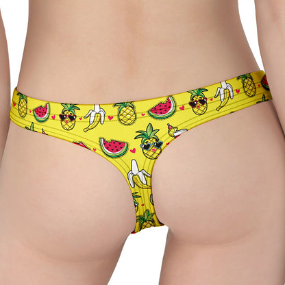 Cartoon Tropical Pattern Print Women's Thong